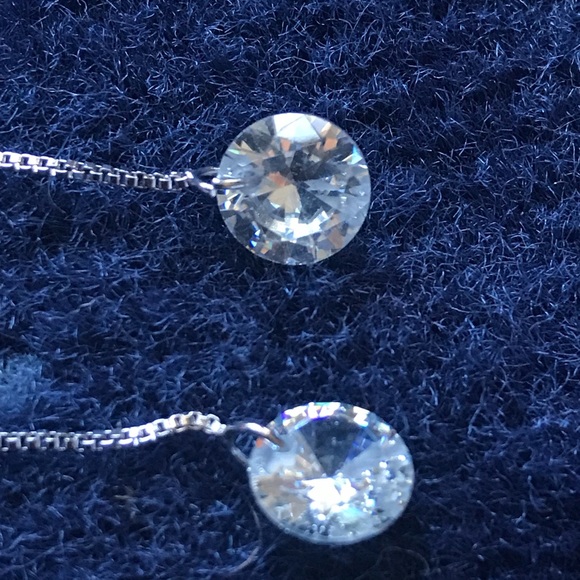 🆕Sterling Silver Rhinestone Pull Through Earring - Picture 6 of 8